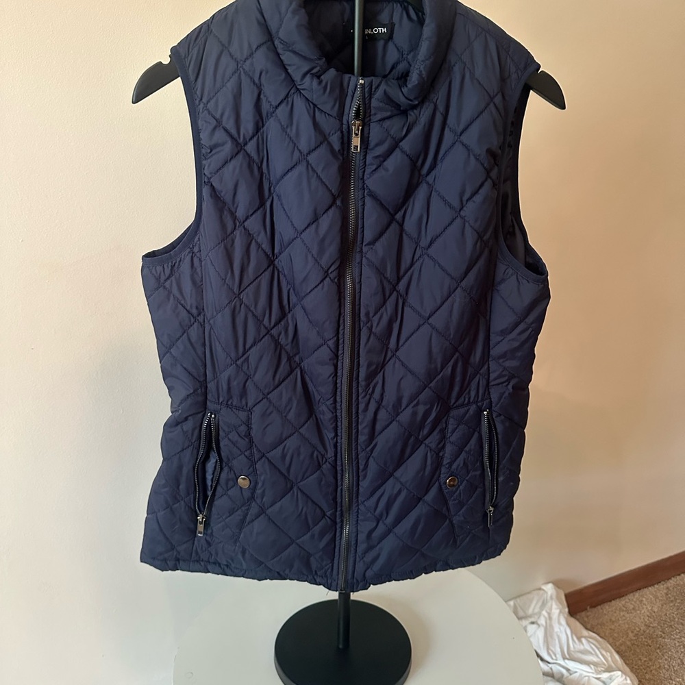 Navy Quilted Sleeveless Vest